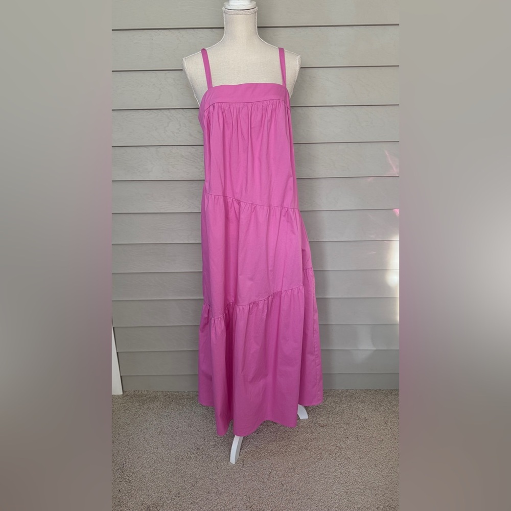 Donna Morgan Vibrant Pink Cotton Dress with Pockets size 16